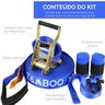 Slackline Zamboo Kit ExtremeLine 30m x 50mm Azul Com Catraca Reforçada, BackUp e Protetores Suporta  - 2