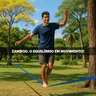 Slackline Zamboo Kit ExtremeLine 30m x 50mm Azul Com Catraca Reforçada, BackUp e Protetores Suporta  - 9