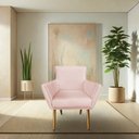 Ver imagem 2 de Kit 8 Poltronas Decorativa Leticia Suede Rosa Bebê Pés Palito Castanho - Pallazio