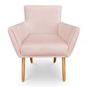 Ver imagem 3 de Kit 8 Poltronas Decorativa Leticia Suede Rosa Bebê Pés Palito Castanho - Pallazio