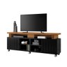 Bancada HB Móveis Briz 1.8 Para TV Até 70" Preto/Carvalho - 1