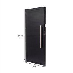 Porta de Alumínio Lambri 210x100cm Batente 4cm Ultra Ramassol Abertura Esquerda Preto - 4