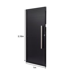Porta de Alumínio Lambri 210x100cm Batente 4cm Ultra Ramassol Abertura Esquerda - 4 Porta de Alumínio Lambri 210x100cm Batente 4cm Ultra Ramassol Abertura Esquerda - 4
