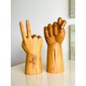 Escultura Mão em Madeira Paz e Amor Piece and Love Artesanal - 4