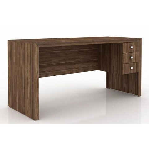 Mesa de Computador Solteiro ME4113 c/ 3 Gavetas Nogal - Tecno Mobili