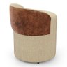 Kit 02 Puffs Banquetas Living Gaia Orgânico com Encosto Baixo Linho Bege Ocre - Desk Design - 4