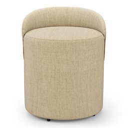 Kit 02 Puffs Banquetas Living Gaia Orgânico com Encosto Baixo Linho Bege Ocre - Desk Design - 3
