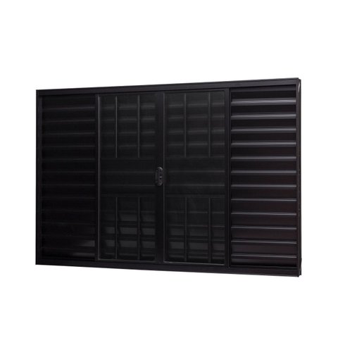 Janela de Alumínio Veneziana 100x150cm 6 Folhas com Grade e Vidro Liso Ultra Ramassol Preto