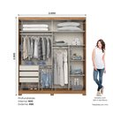 Ver imagem 3 de Guarda Roupa Solteiro 2 Portas 3 Gavetas Turin Bege/Nature/Off White