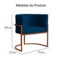 Ver imagem 4 de Poltrona Luana Veludo Azul Marinho Base Metálica Cobre - Vallisa Decor