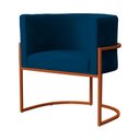 Ver imagem 1 de Poltrona Luana Veludo Azul Marinho Base Metálica Cobre - Vallisa Decor