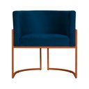 Ver imagem 2 de Poltrona Luana Veludo Azul Marinho Base Metálica Cobre - Vallisa Decor