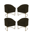 Ver imagem 1 de Kit 4 Poltronas Decorativa Luana Base Ferro Dourada Suede - Twdecora