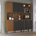 Ver imagem 2 de Kit Cozinha Grecia 7 Portas 2 Gavetas MDP 180cm Freijo e Chumbo Móveis Aqui 180cm