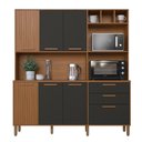 Ver imagem 1 de Kit Cozinha Grecia 7 Portas 2 Gavetas MDP 180cm Freijo e Chumbo Móveis Aqui 180cm