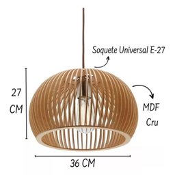 Kit 2 Luminárias Pendentes em Mdf Cru - 2