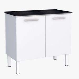 Gabinete com Tanque para Lavanderia - Branco - 2 Portas - 100x50cm 100% Aço - Venus - Cozimax