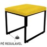 Kit 03 Puff Banqueta Stan Para Penteadeira Sala De Jantar Industrial Ferro Preto Corino Amarelo - - 5