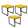 Kit 03 Puff Banqueta Stan Para Penteadeira Sala De Jantar Industrial Ferro Preto Corino Amarelo - - 1