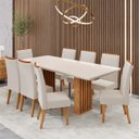 Ver imagem 4 de Conjunto Sala de Jantar 8 Lugares Retangular Tampo de Vidro/MDF Moscou Cobre/Off White/Bege - Casa g