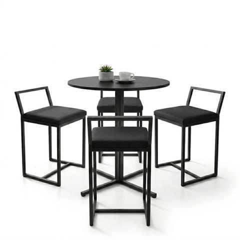 Conjunto Bistrô Baixa Industrial Redonda 4 Banqueta Confort