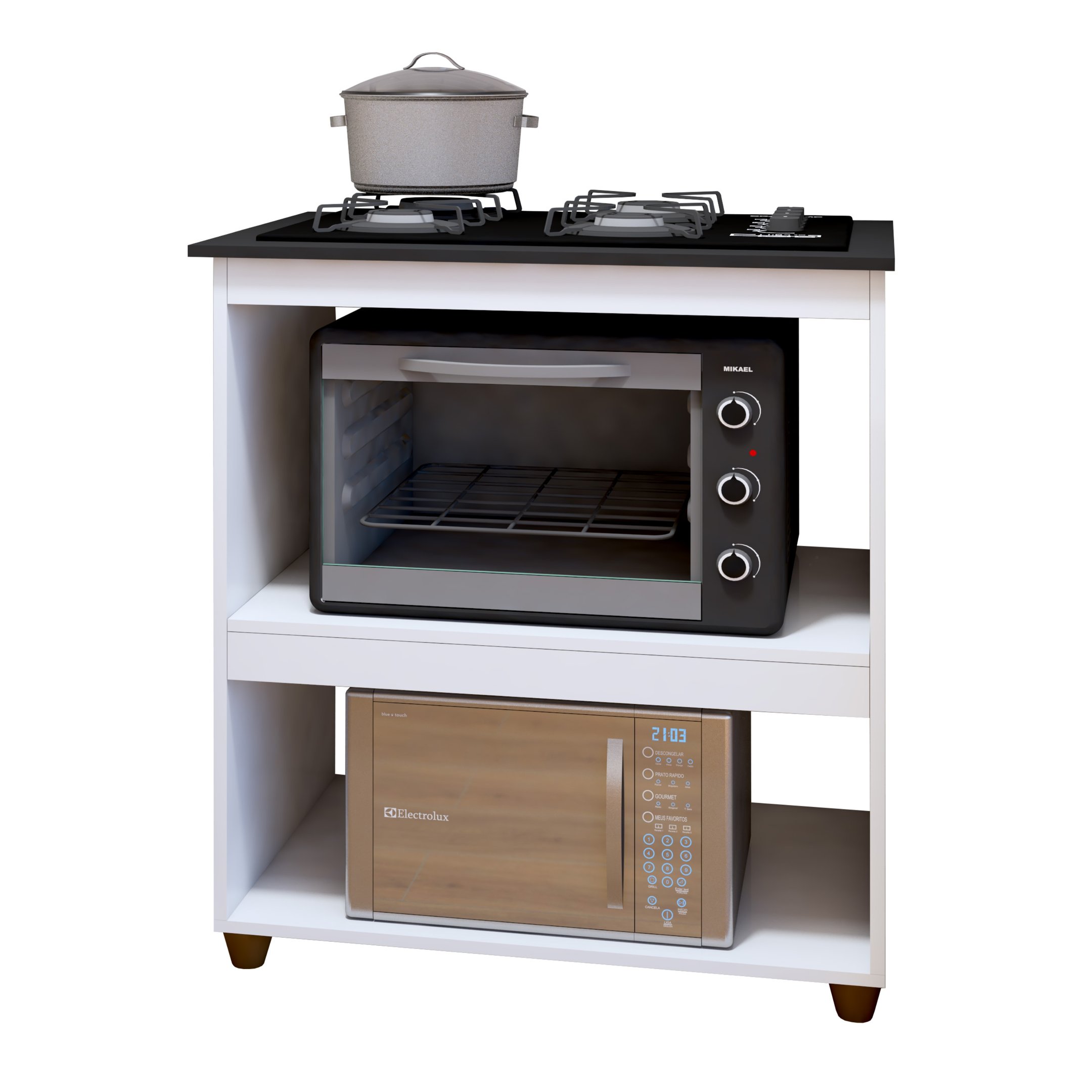 Balcão para Cooktop 4 Bocas 2 Nichos para Forno Turim  - 9