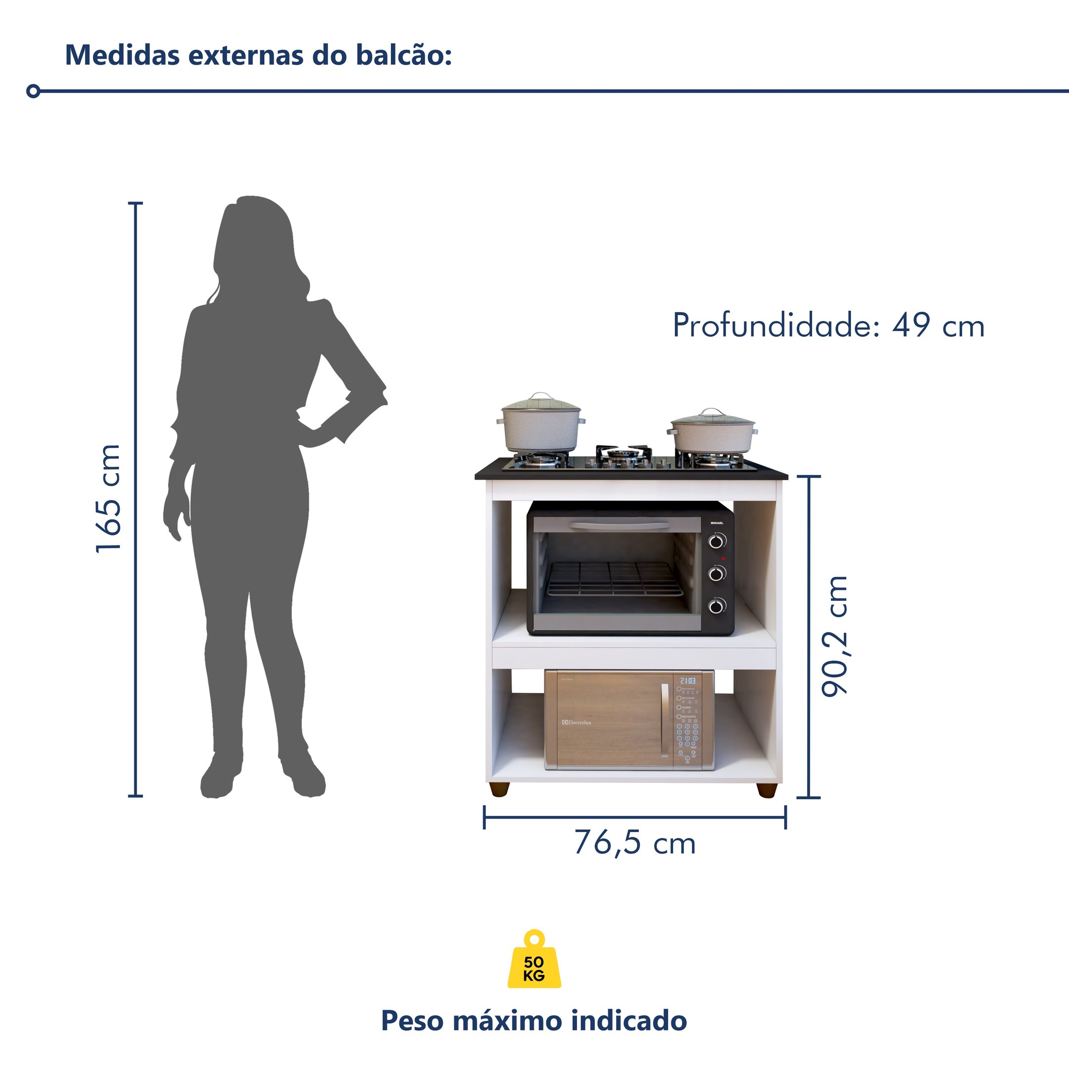 Balcão para Cooktop 4 Bocas 2 Nichos para Forno Turim  - 6