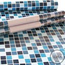 Ver imagem 2 de Saldão - Adesivo Destacável Pastilha para Cozinha Mix Azul 10x10cm Tacolado Papel de Parede