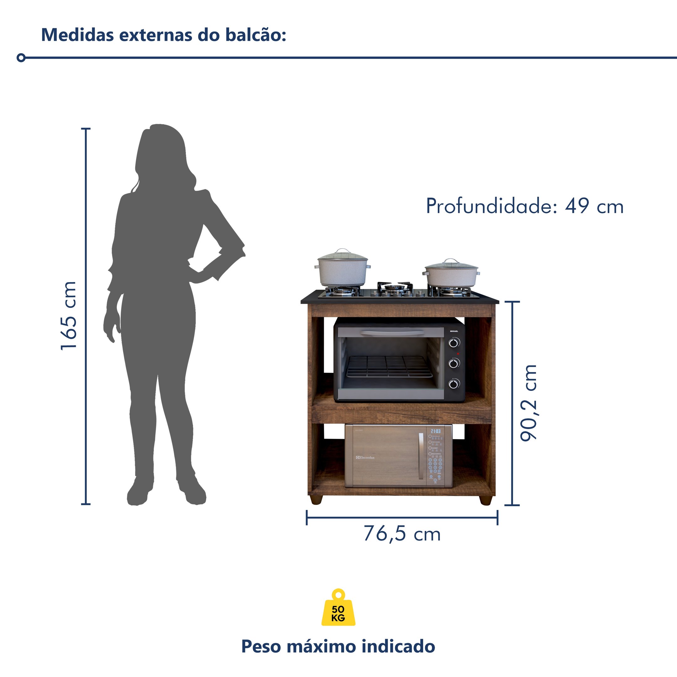 Balcão para Cooktop 4 Bocas 2 Nichos para Forno Turim  - 6