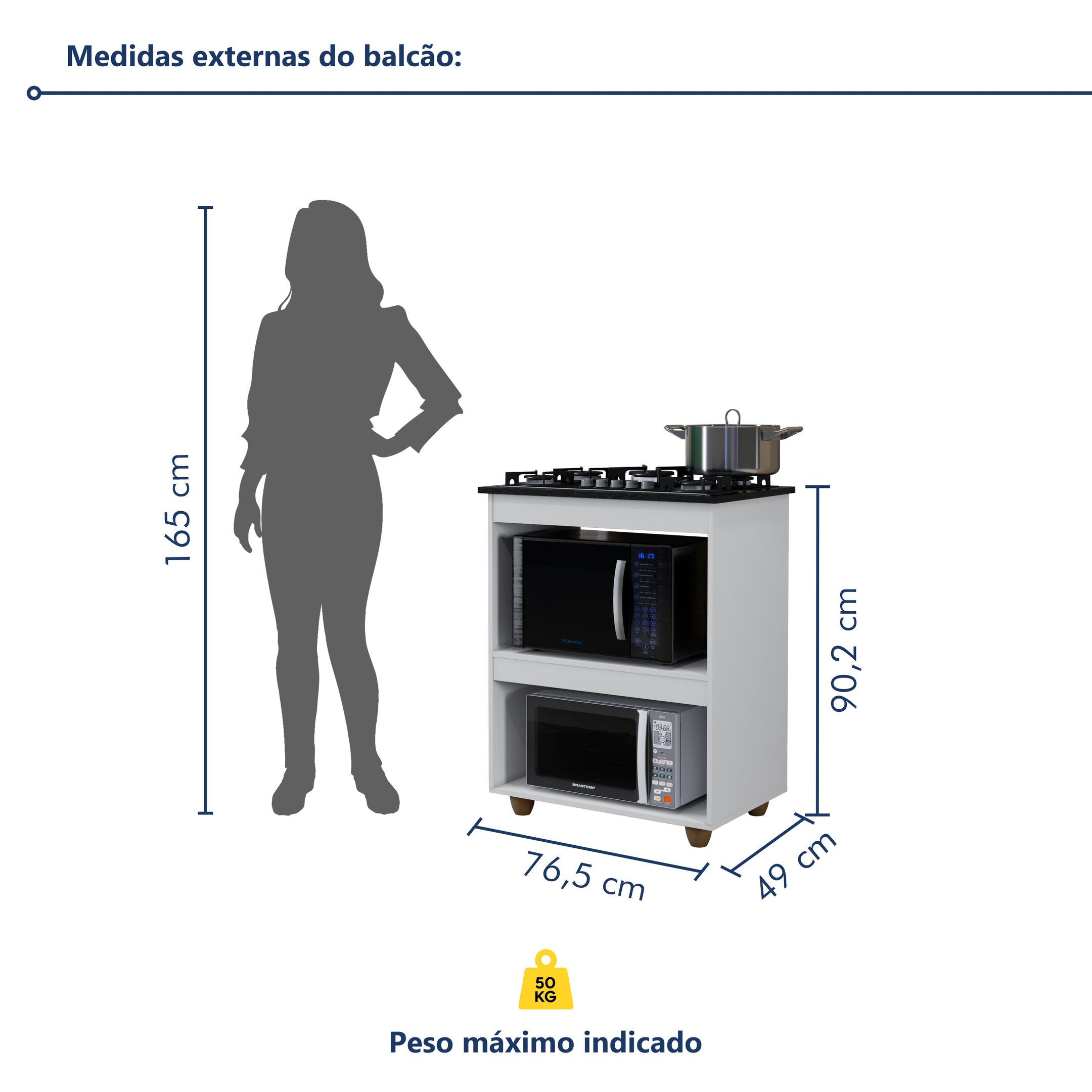 Balcão para Cooktop 5 Bocas 2 Nichos para Forno Turim  - 6