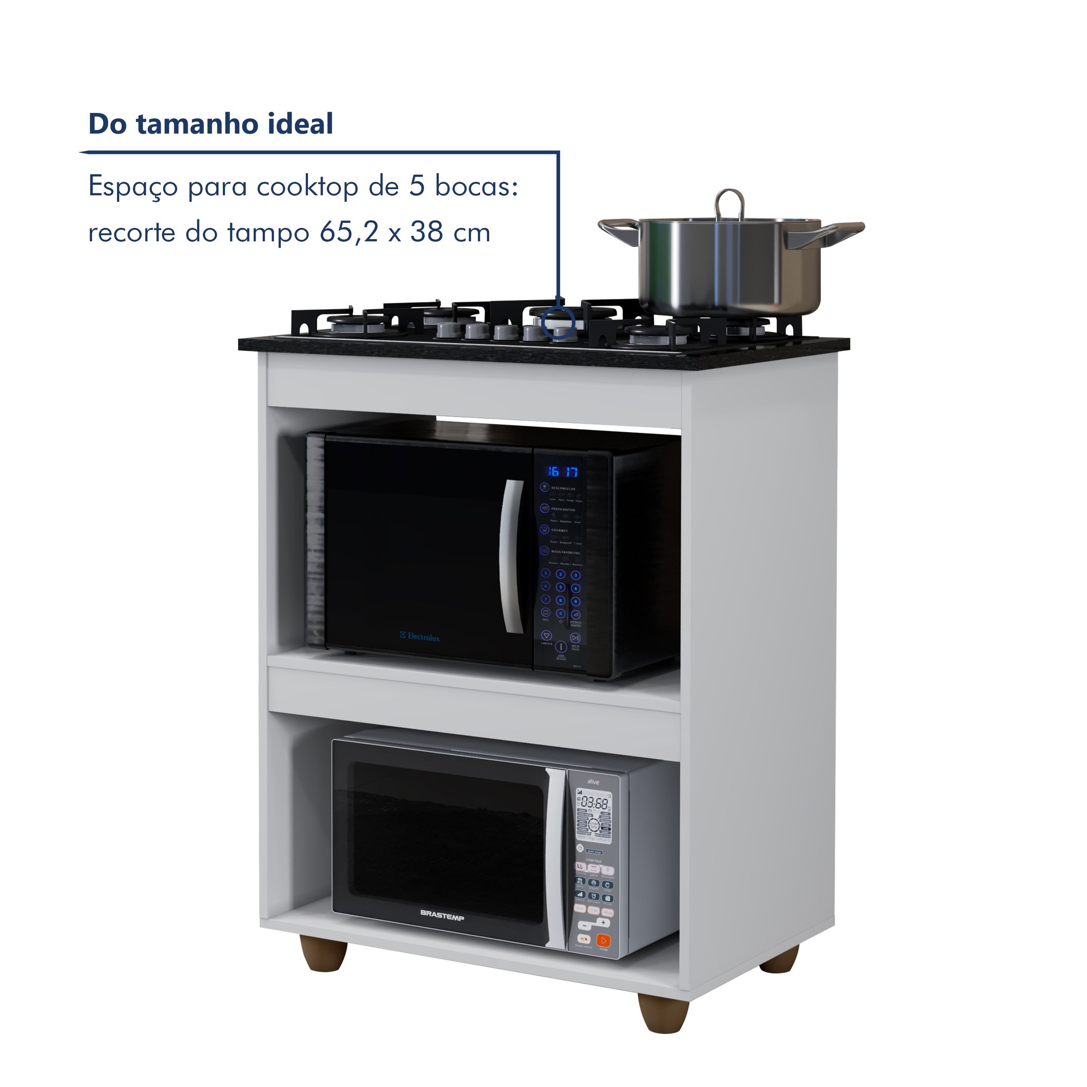 Balcão para Cooktop 5 Bocas 2 Nichos para Forno Turim  - 4