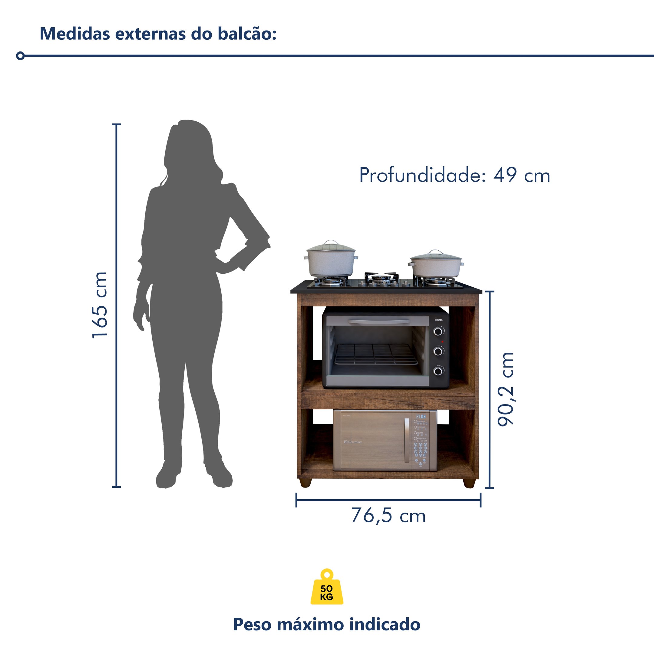 Balcão para Cooktop 5 Bocas 2 Nichos para Forno Turim  - 6