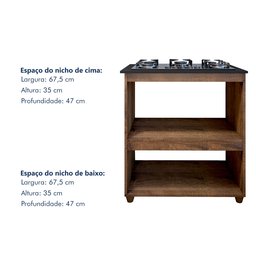 Balcão para Cooktop 5 Bocas 2 Nichos para Forno Turim - 4