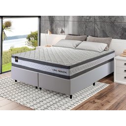 Conjunto Cama Box Super King c/ Molas Ensacadas Alpine Branco 193x203x65 - 2
