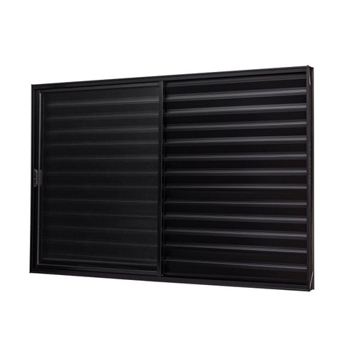 Janela de Alumínio Veneziana 100x120cm 3 Folhas Vidro Liso Ultra Ramassol Preto