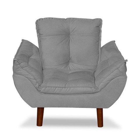 Mini Poltrona Cadeira Opala Infantil de Criança Suede Cinza Claro