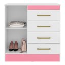 Ver imagem 3 de Cômoda Para Quarto Flex 1 Porta 4 Gavetas Montevideu D02 Branco/Rosa/Branco - Mpozenato