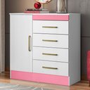 Ver imagem 2 de Cômoda Para Quarto Flex 1 Porta 4 Gavetas Montevideu D02 Branco/Rosa/Branco - Mpozenato