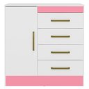 Ver imagem 5 de Cômoda Para Quarto Flex 1 Porta 4 Gavetas Montevideu D02 Branco/Rosa/Branco - Mpozenato