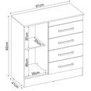Ver imagem 4 de Cômoda Para Quarto Flex 1 Porta 4 Gavetas Montevideu D02 Branco/Rosa/Branco - Mpozenato