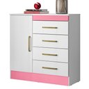 Ver imagem 1 de Cômoda Para Quarto Flex 1 Porta 4 Gavetas Montevideu D02 Branco/Rosa/Branco - Mpozenato