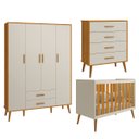 Ver imagem 3 de Quarto Isis Berço Americano 2 em 1, Comoda Gaveteiro, Roupeiro Isis 4 Portas Areia Fosco/ Savana