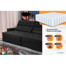 Sofá Retrátil Reclinável 230cm Ascari Suede Velut com molas Ensacadas - King House - 3