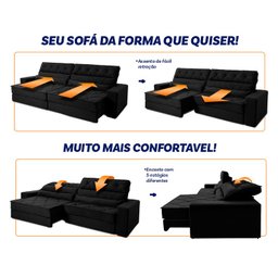 Sofá Retrátil Reclinável 230cm Ascari Suede Velut com molas Ensacadas - King House - 4