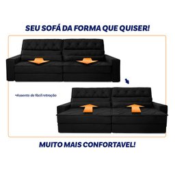 Sofá Retrátil Reclinável 230cm Ascari Suede Velut com molas Ensacadas - King House - 5