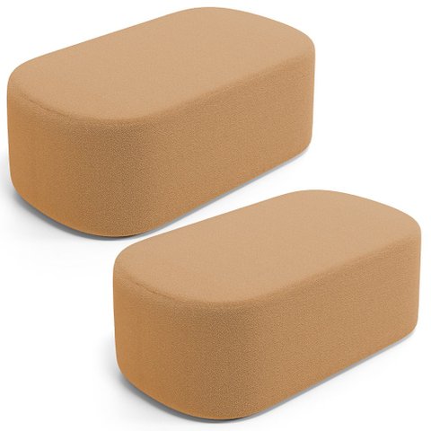 Kit 02 Puffs Decorativos Orgânicos para Living Quarto 100cm Doha W01 Bouclê Mostarda - Lyam Decor
