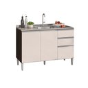 Ver imagem 1 de Módulo Balcão para Pia Judite 1.20m para Cozinha 52cm Chocolate/ Off White - Bela Móveis