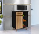 Ver imagem 1 de Móvel de Cozinha Cristal – Balcão Fruteira com 1 Porta, 1 Gaveta e Espaço Micro-ondas Preto Ripado
