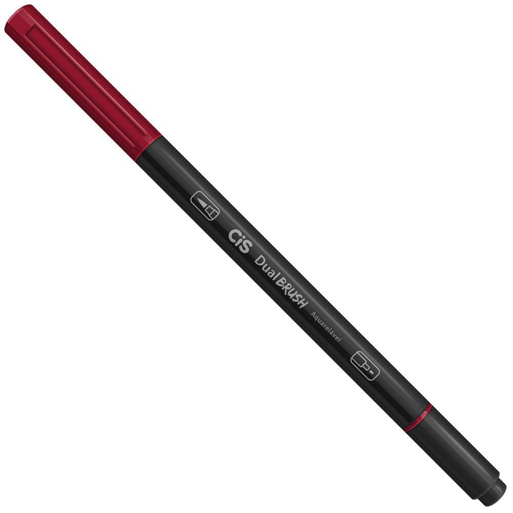 Marcador Dual Brush Aquarelável Vermelho Escuro - Cis - 2