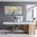 Ver imagem 2 de Quadro Decorativo Grande Para Sala Quarto Arvore Dourada:Madeira